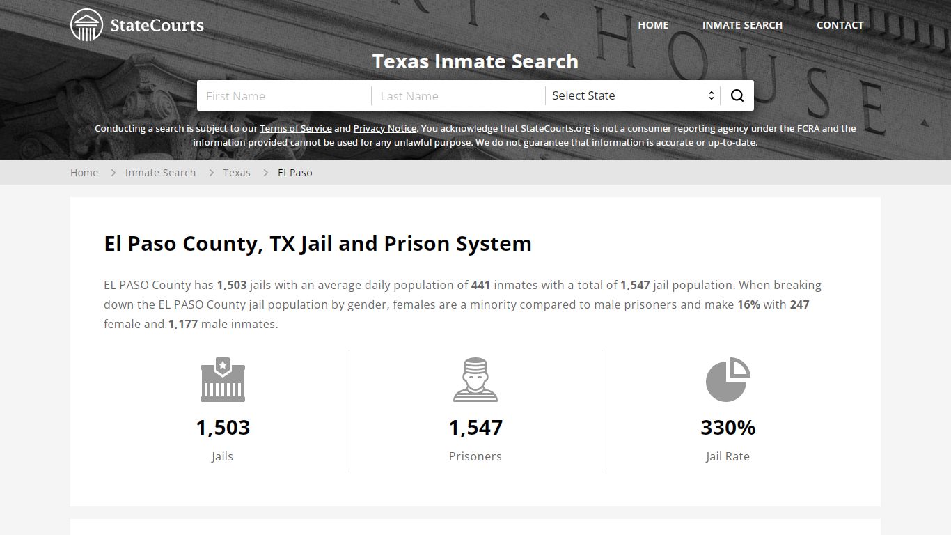 El Paso County, TX Inmate Search - StateCourts